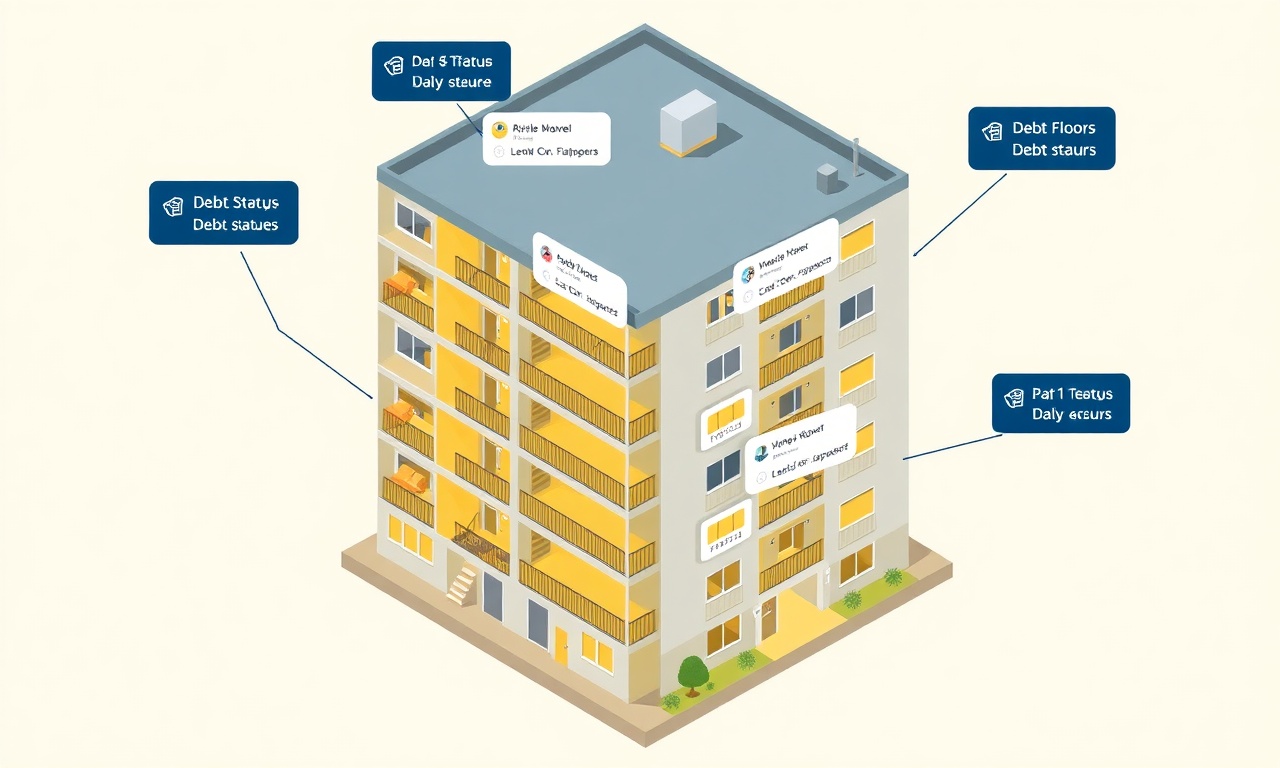 Apartman yöneticisinin farklı dairelerdeki aidat durumlarını izlediği senaryo görseli