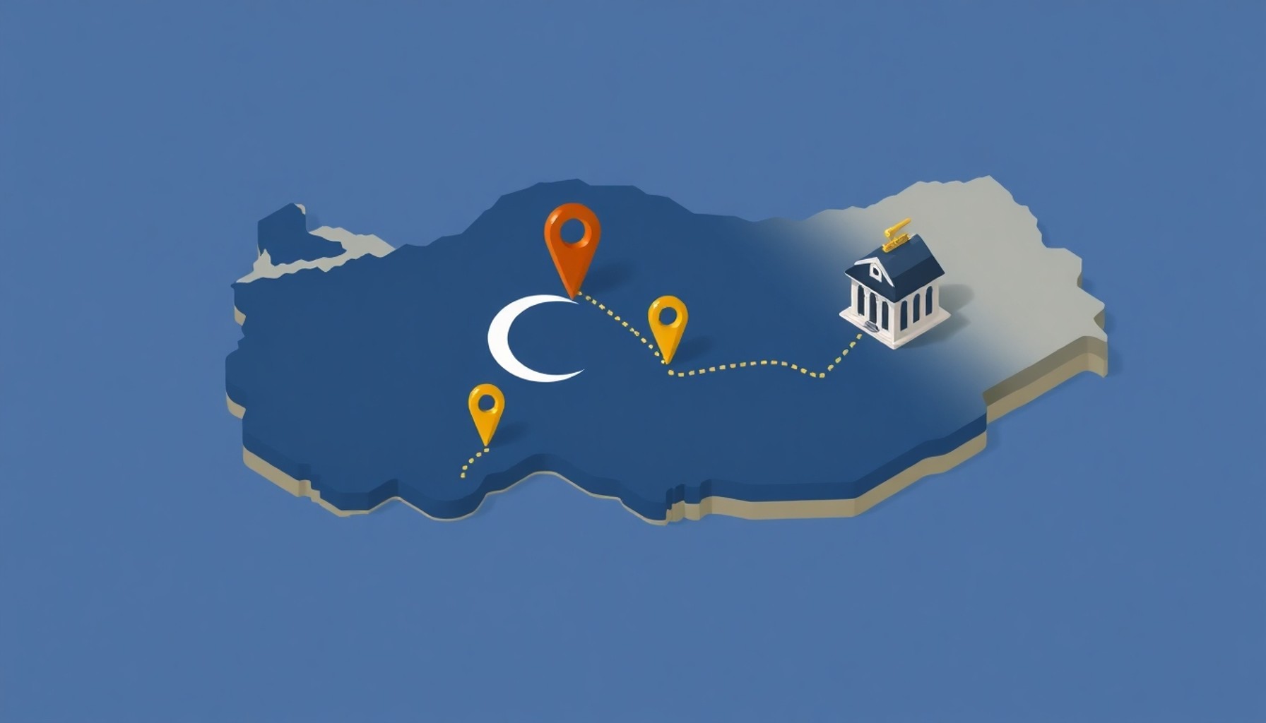 Türkiye haritası ve konum iğneleri — aidat davalarında yetkili mahkeme yeri kuralı