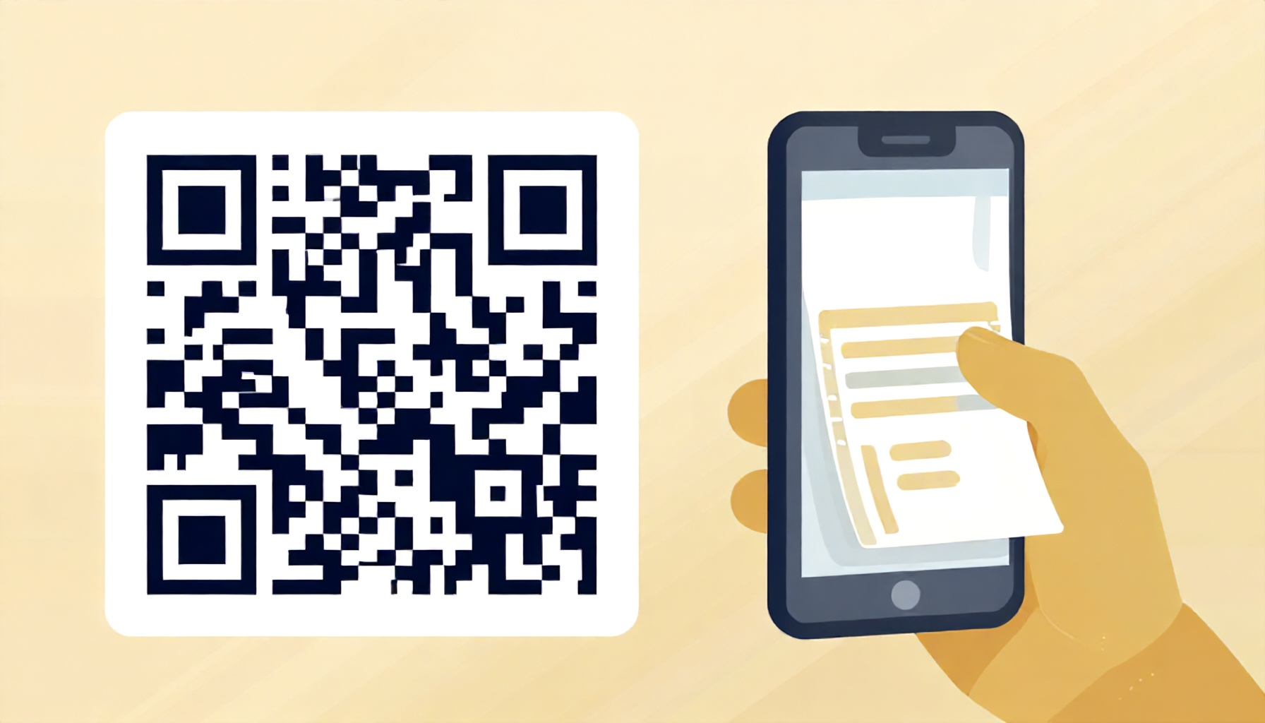 QR kod, telefon ve banka dekontu