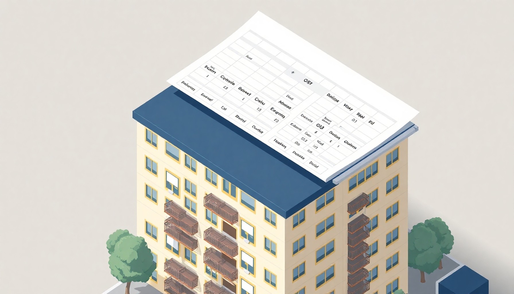 Apartman gider kategorilerini gösteren detaylı tablo illüstrasyonu