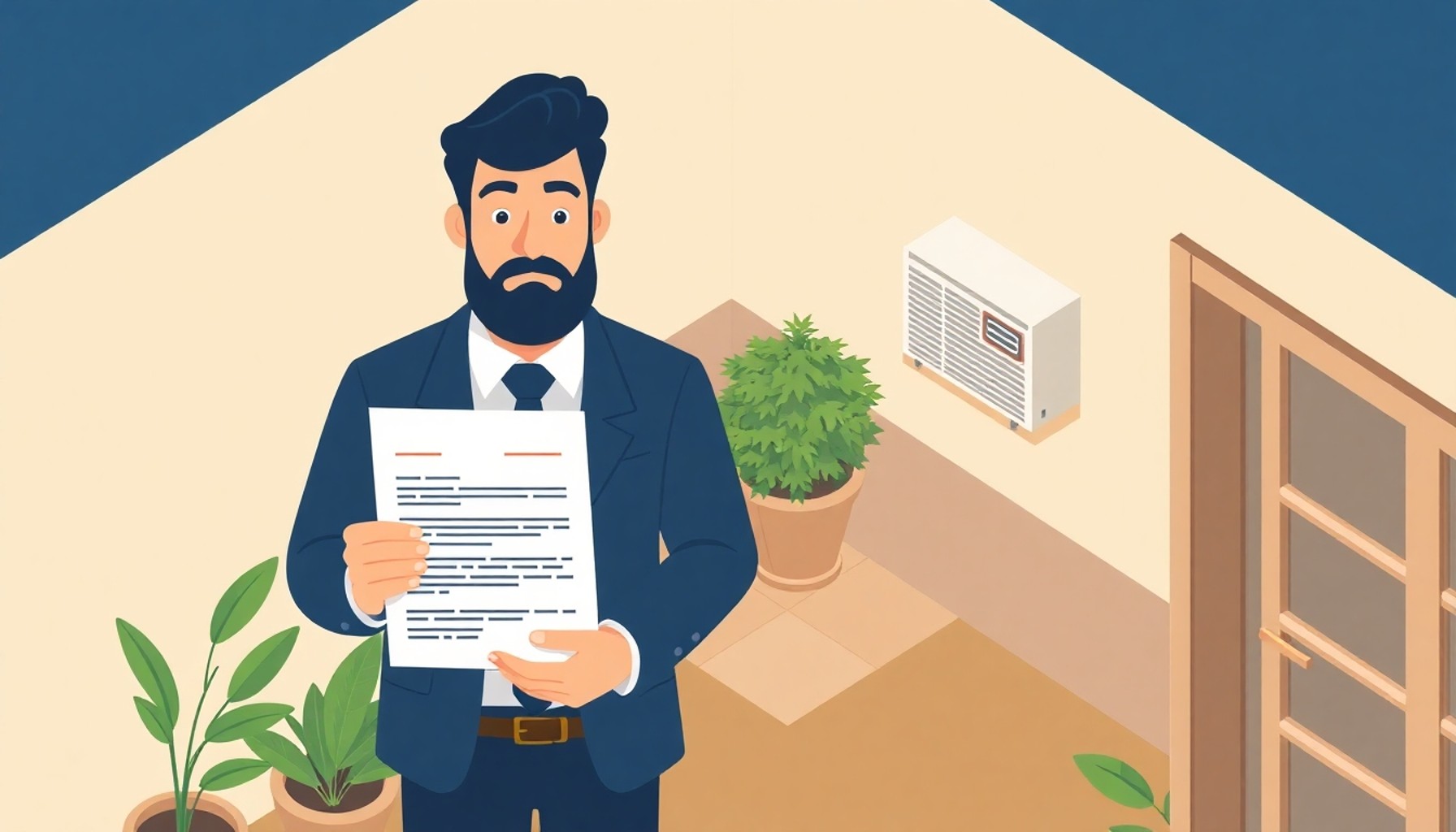 Apartman yöneticisinin izinsiz montaj için resmi uyarı belgesi tuttuğu sahne