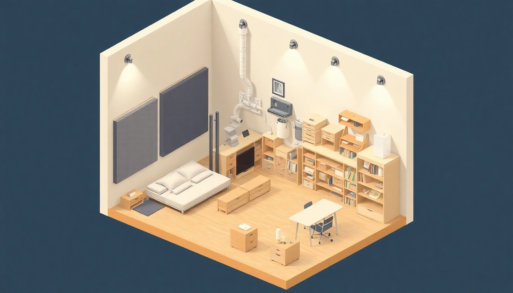Apartmanda ses yalıtımı ve havalandırma çözümleri illüstrasyonu