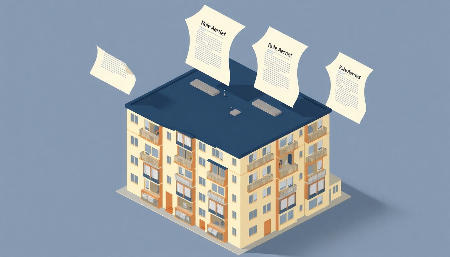 Apartman iç yönetmeliği nedir — kat başına kural katmanları illüstrasyonu