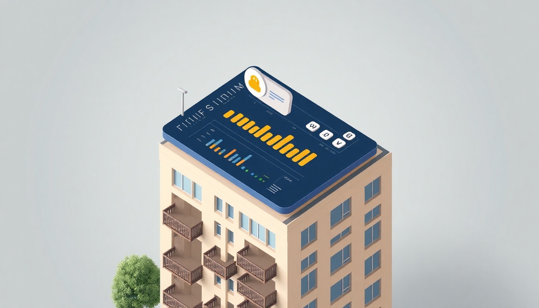 Dijital apartman yönetim platformu ve şikayet takip sistemi illüstrasyonu