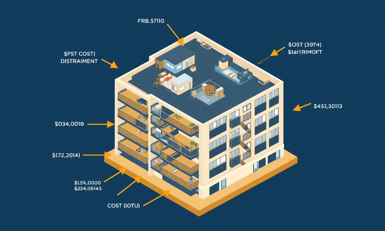 Apartman ortak alan giderlerinin kat maliklerine dağıtımını gösteren izometrik illüstrasyon