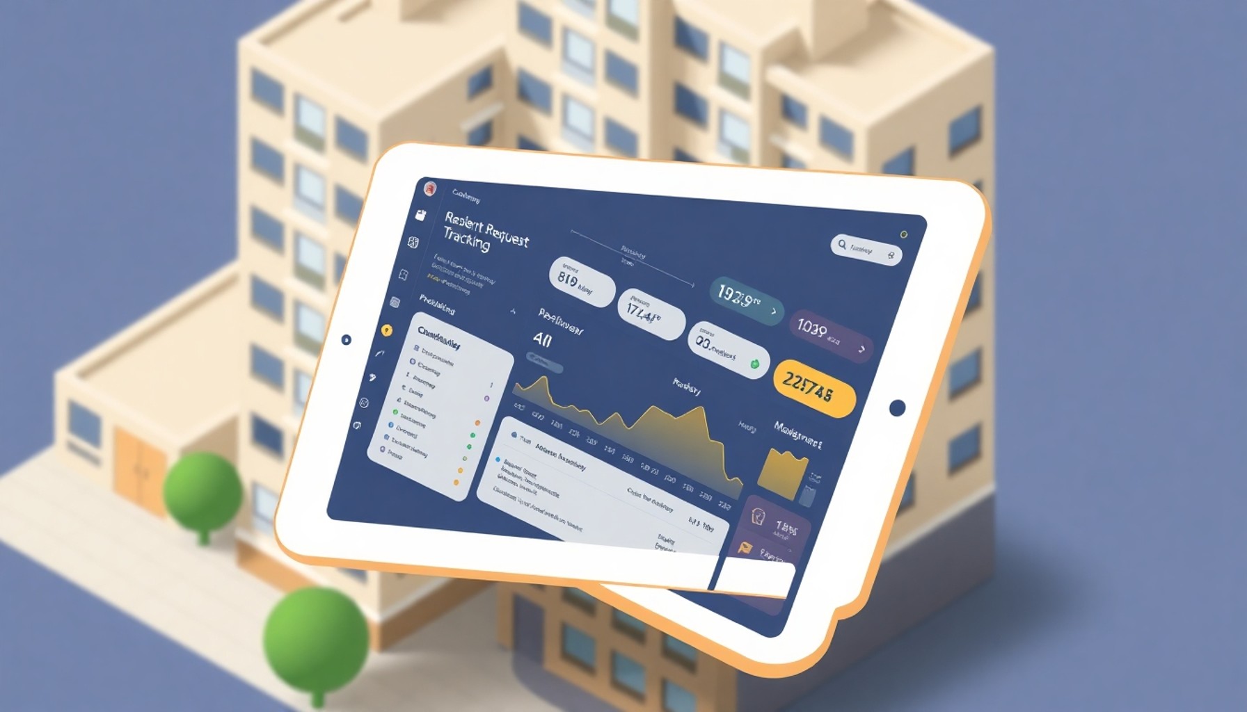 Dijital apartman yönetim platformu üzerinden başvuru takibi illüstrasyonu