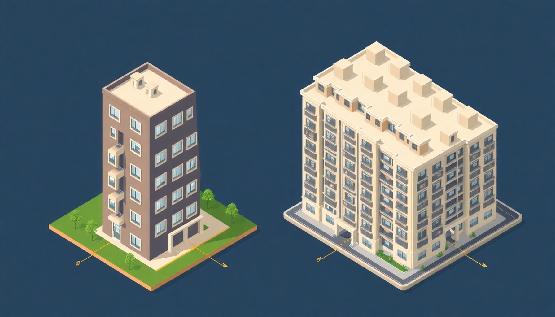 Küçük apartman ve büyük site erişilebilirlik farklılıkları görseli