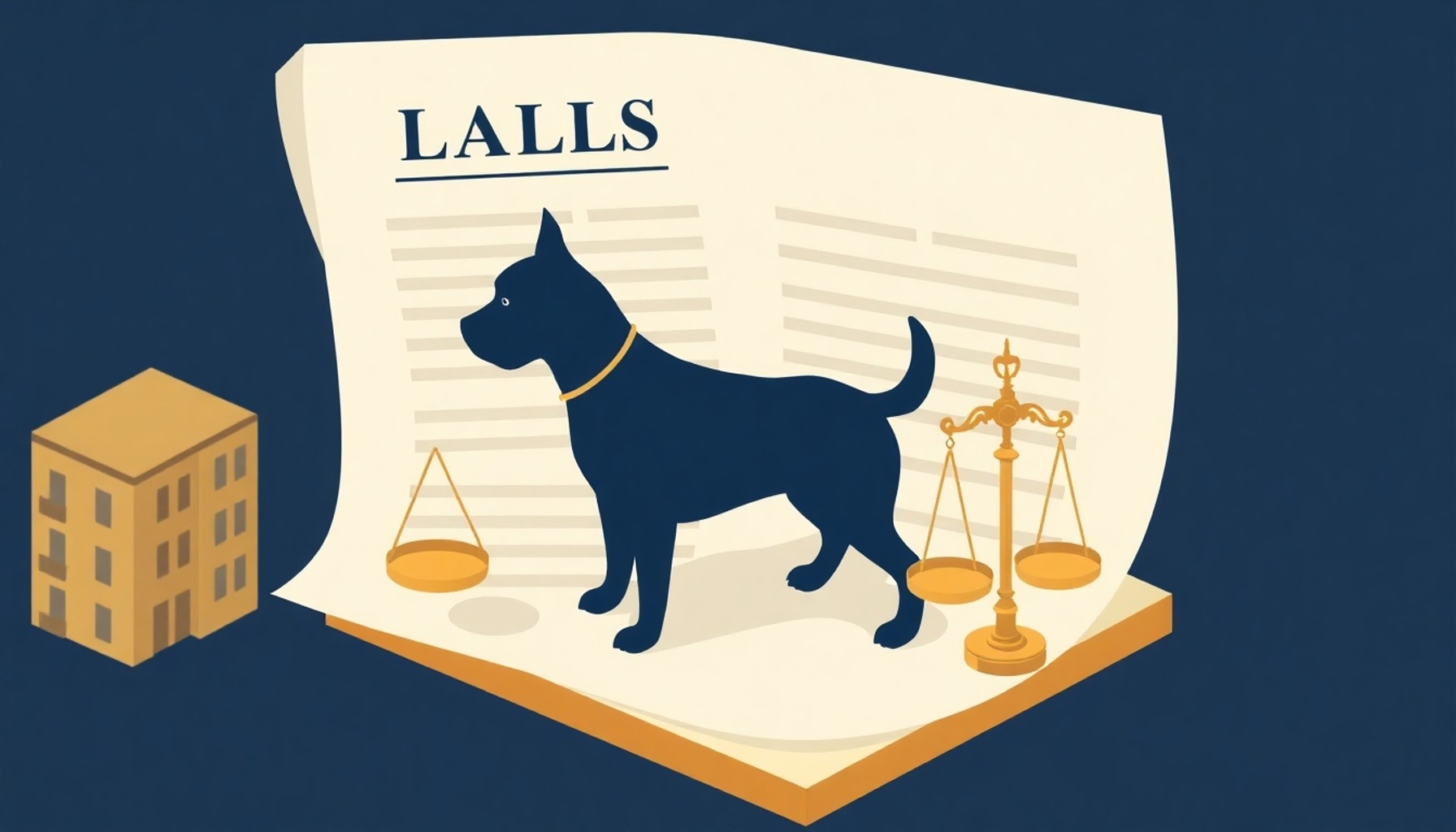 Apartmanda köpek beslemenin hukuki çerçevesini gösteren illüstrasyon