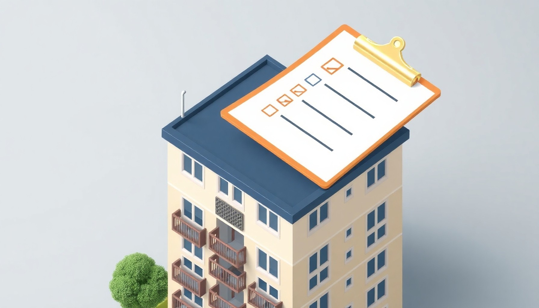 Apartman gider yönetiminde sık yapılan hataları gösteren kontrol listesi illüstrasyonu