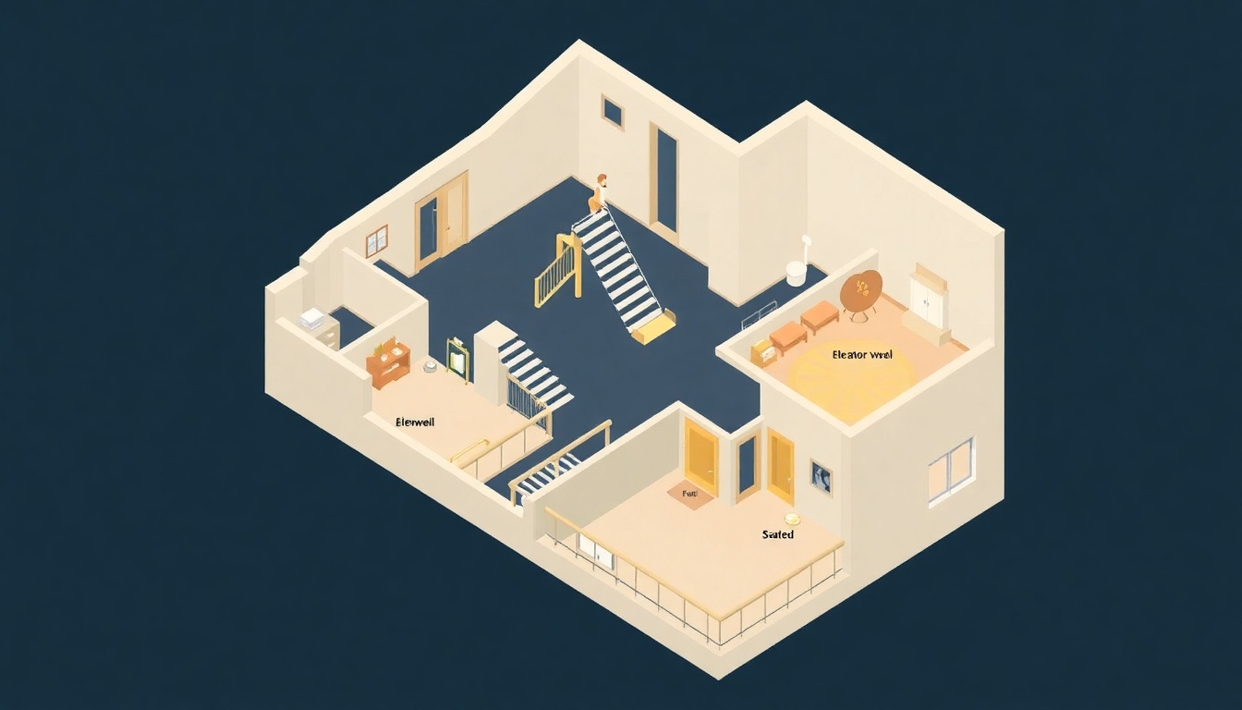 Apartmanda ortak alan kapsamını gösteren illüstrasyon