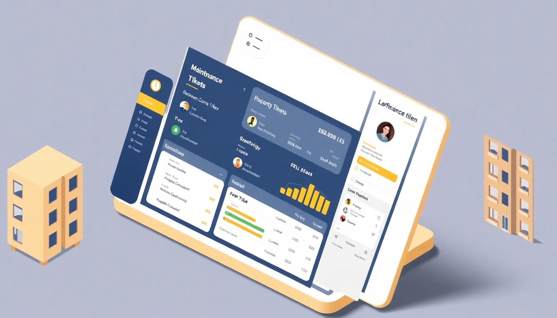 Dijital site yönetimi platformu şikayet ve arıza takip ekranı illüstrasyonu