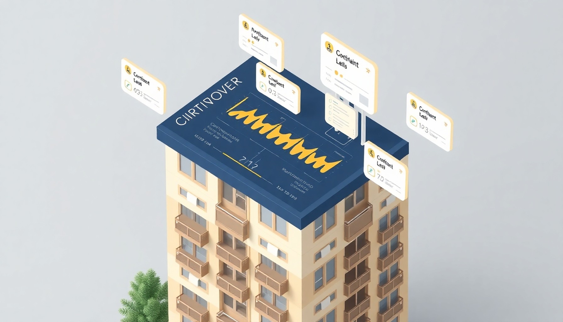 Dijital apartman yönetim platformunda bakım takibi ve şikayet kaydı illüstrasyonu