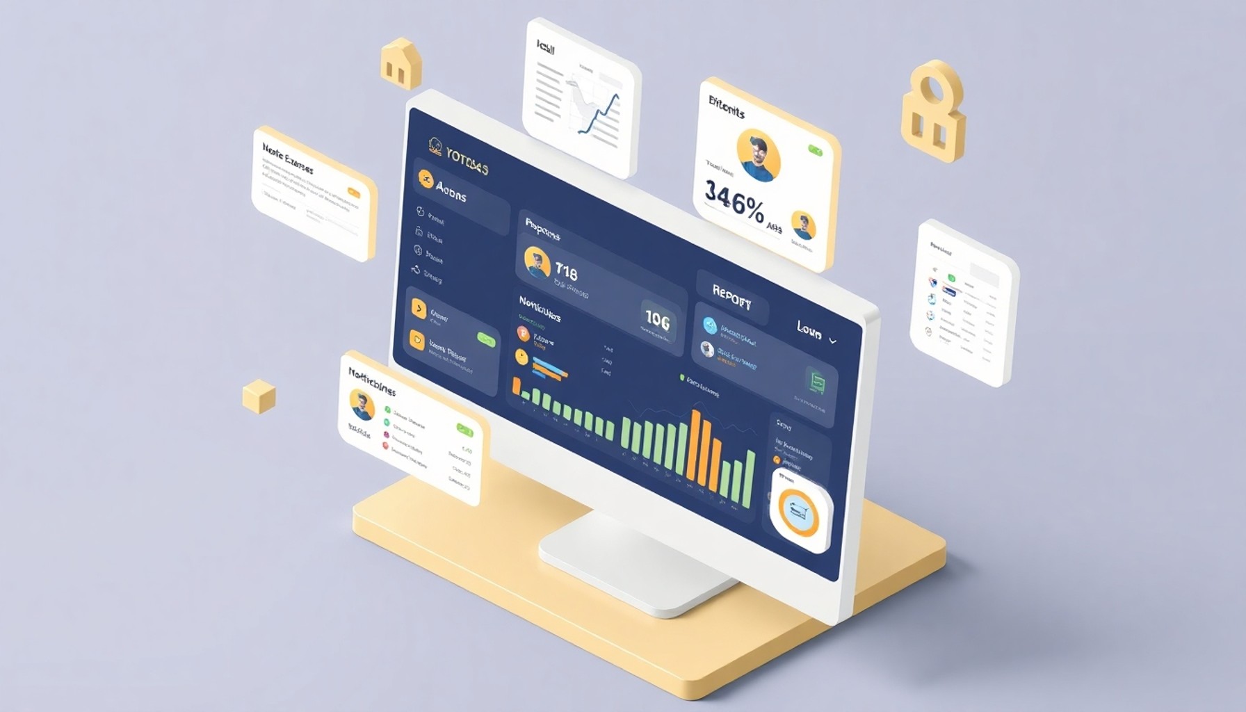 Ortak gider yönetimi ve şeffaf raporlamayı gösteren dijital platform ekranı illüstrasyonu