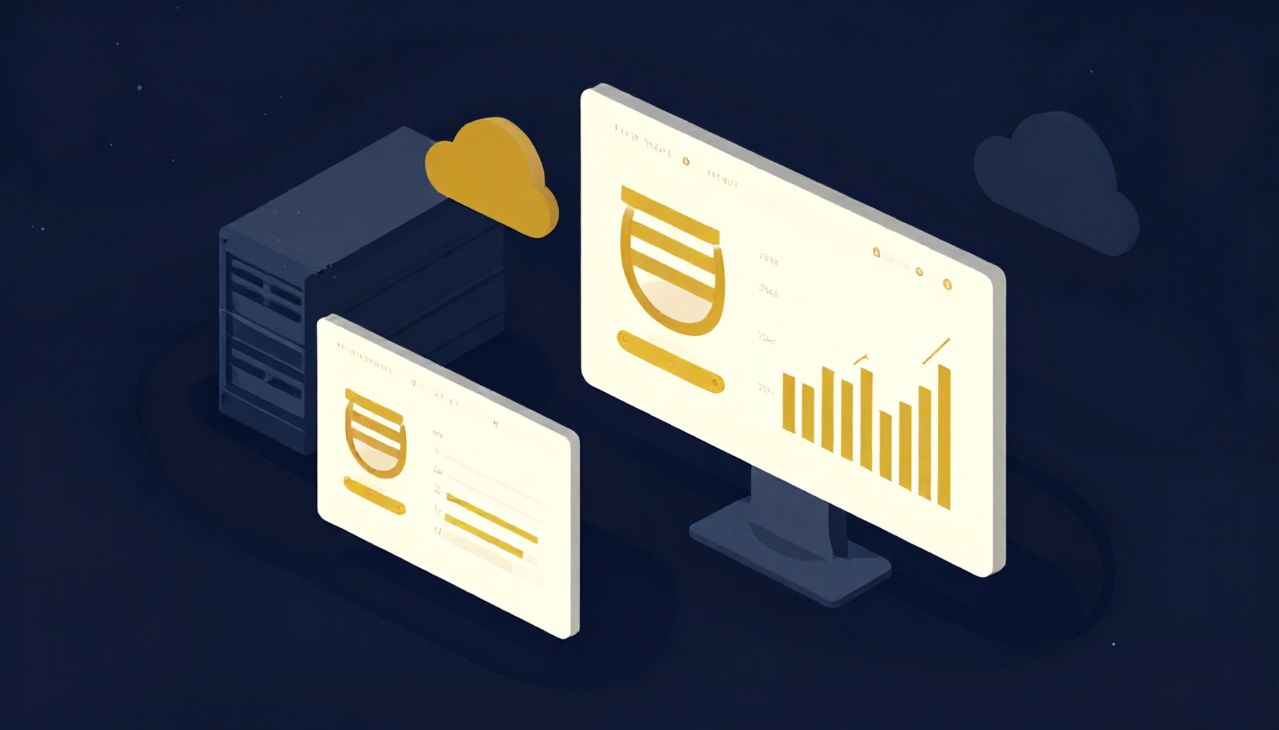 Site yönetimi dijital platform gösterge paneli izometrik illüstrasyonu