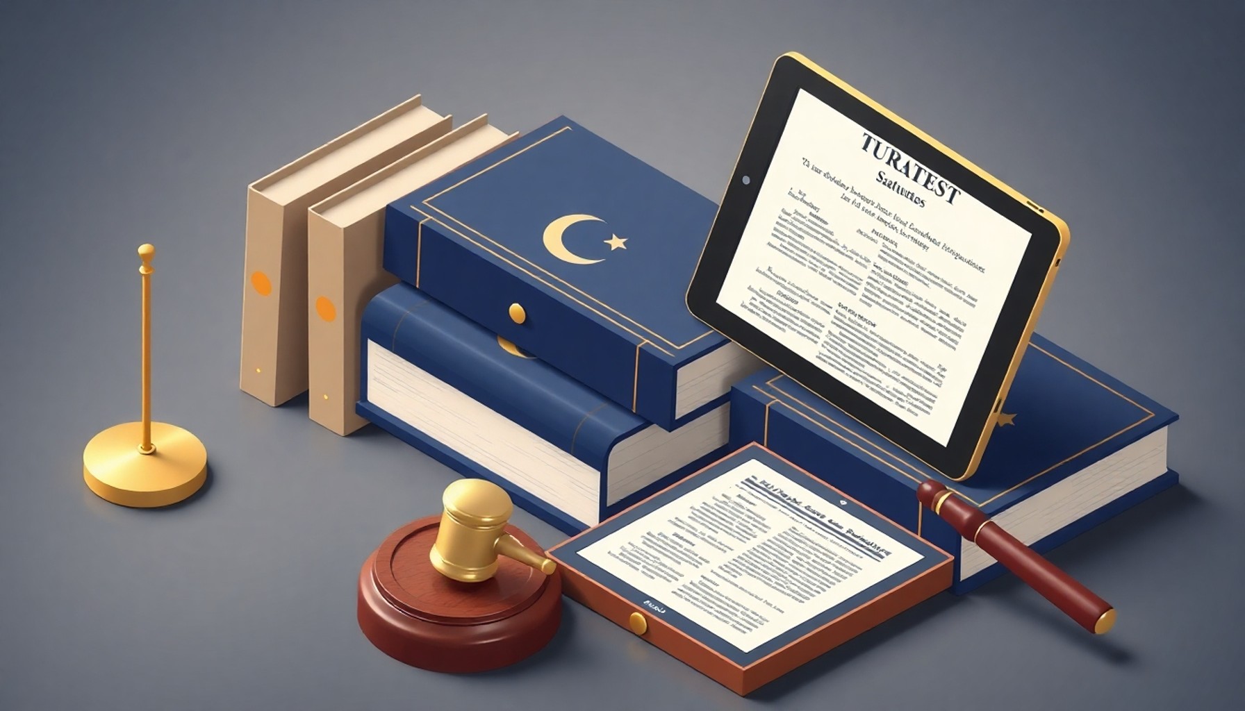 Hukuki kitaplar ve tablet