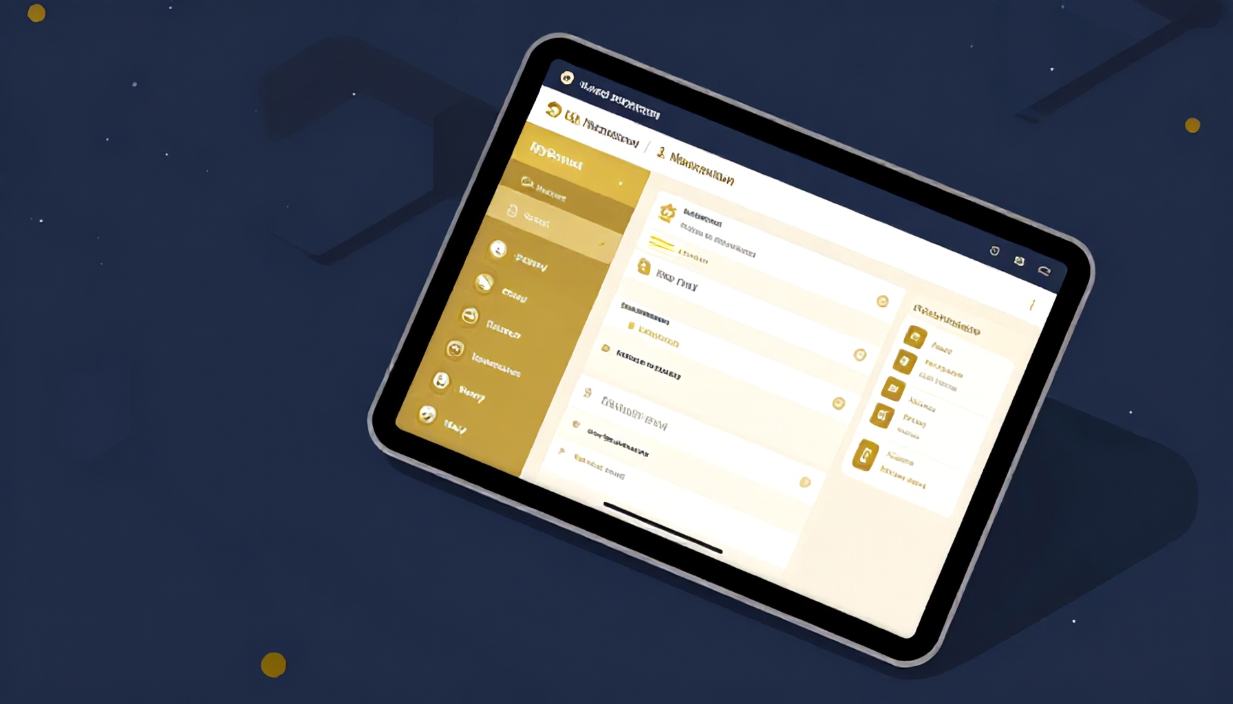 Site yönetimi platformu mağaza yöneticisi tablet ekranında