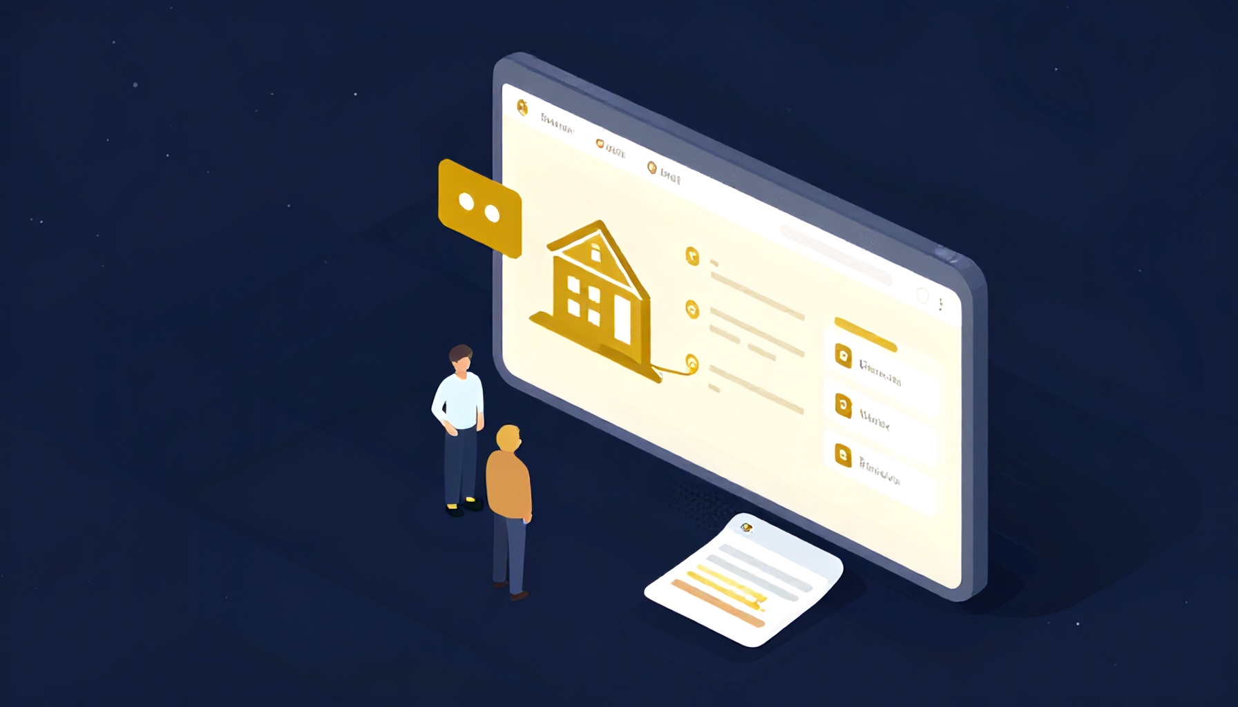 Site yönetimi platformu kiracı iletişim ve politika yönetimi ekranı illüstrasyonu