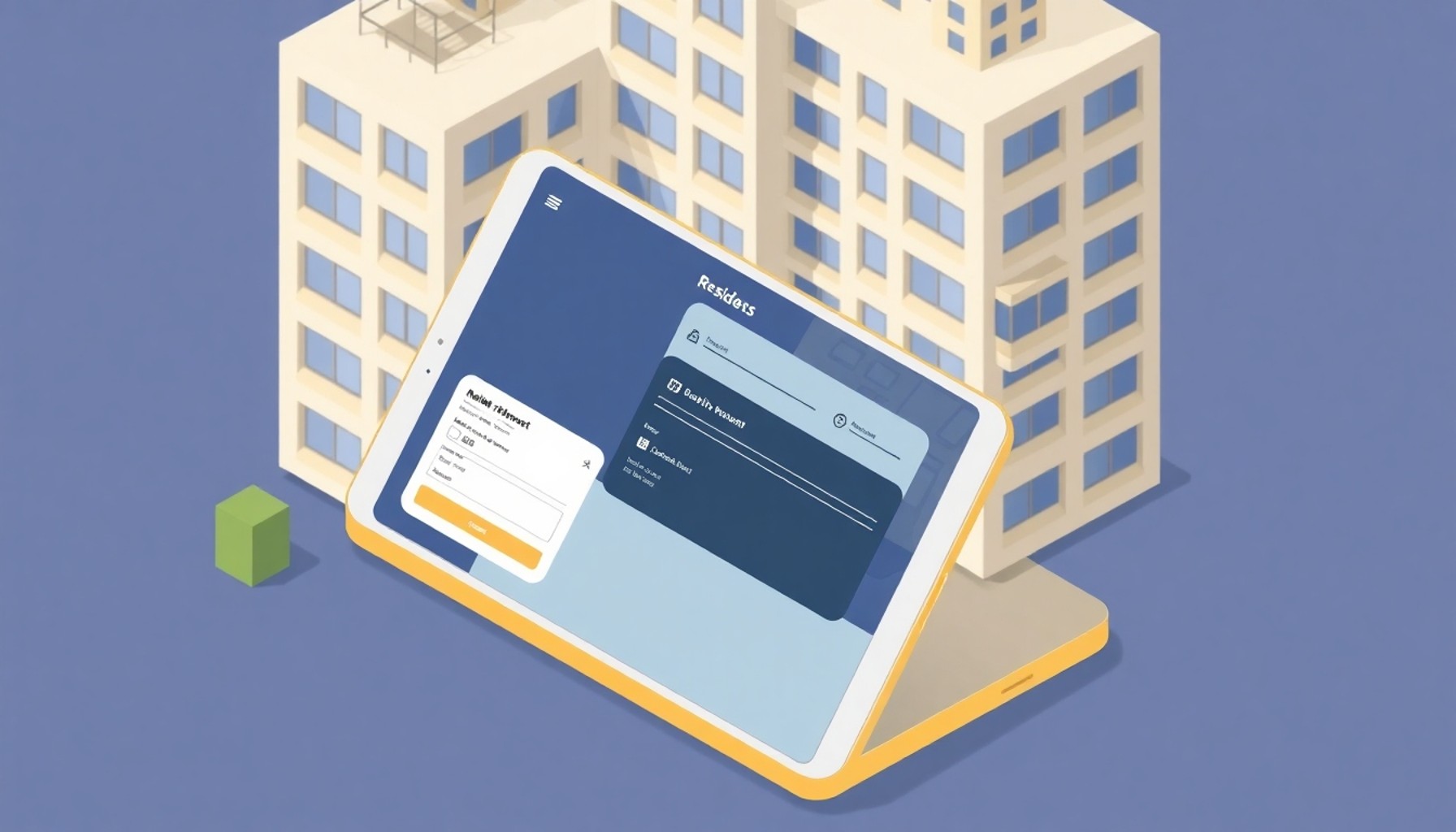 Dijital apartman yönetim platformu üzerinden sakin talebi gönderme illüstrasyonu