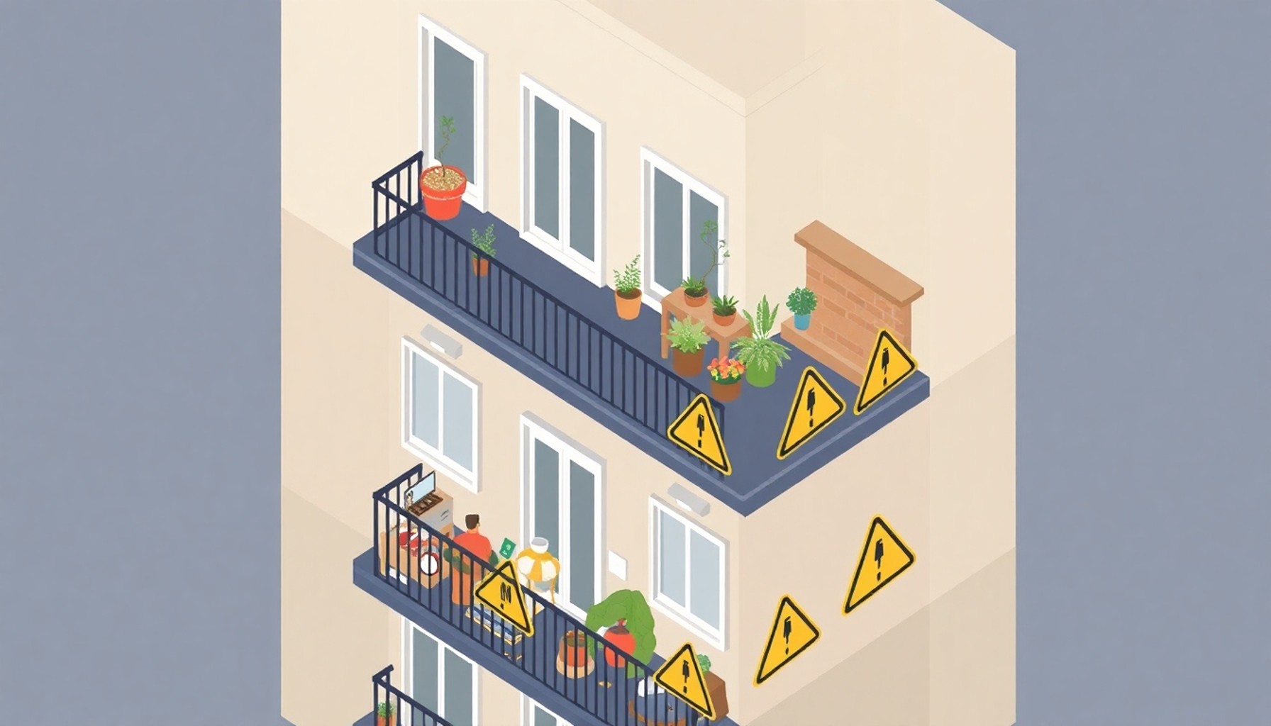 Balkon güvenliği yaygın hatalar ve yanlış bilinenler illüstrasyonu
