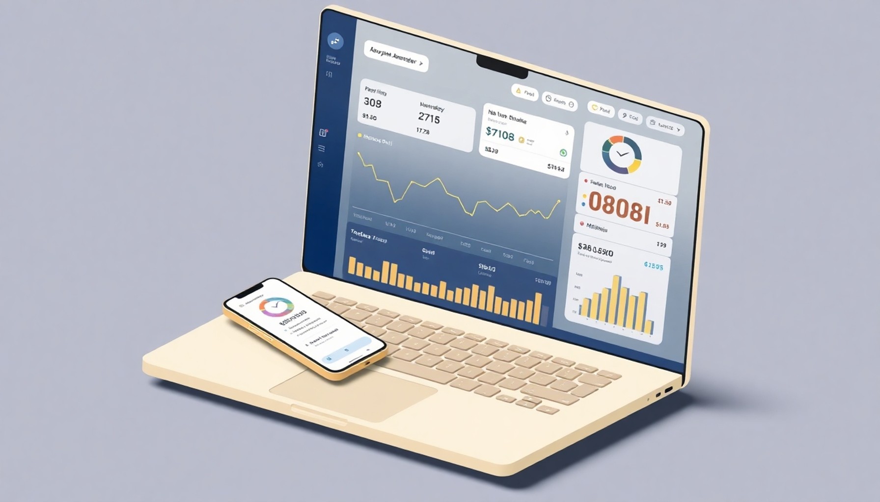 Site Yönetimi platformunun aidat ve bütçe şeffaflığını nasıl sağladığını gösteren izometrik illüstrasyon