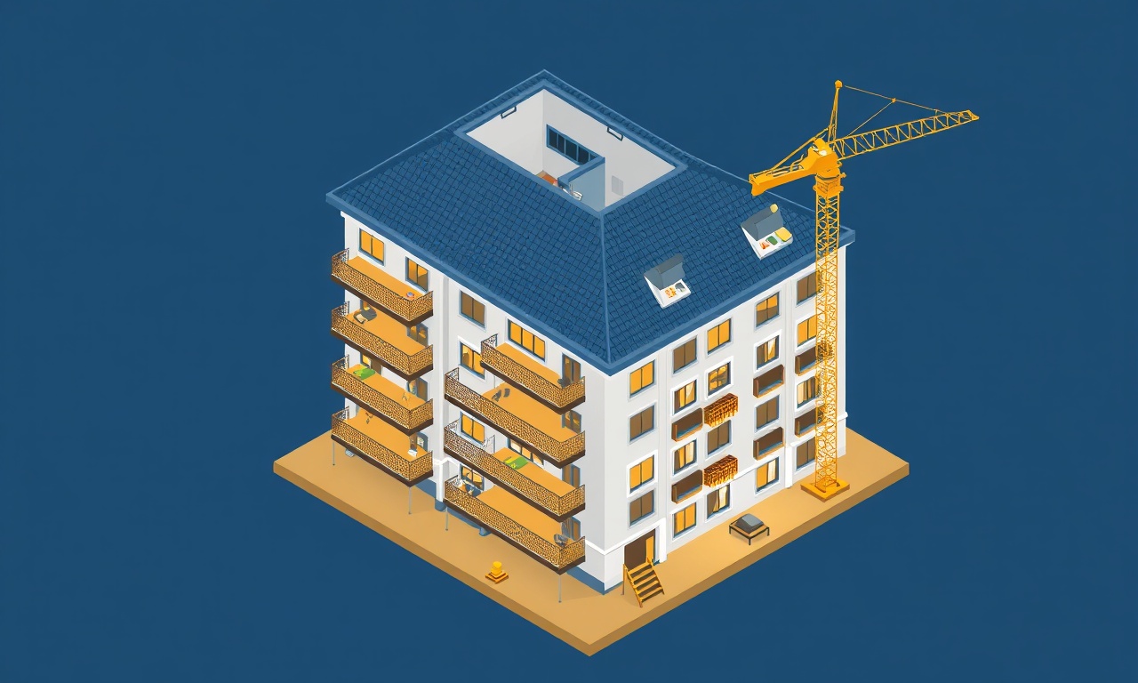 Apartman çatısı ve cephesinin ortak alan kapsamında gösterildiği mimari kesit illüstrasyonu