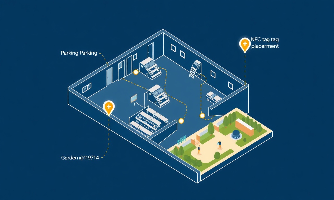 Apartman ve site genelinde NFC etiket yerleşim haritası ve devriye güzergahı planı
