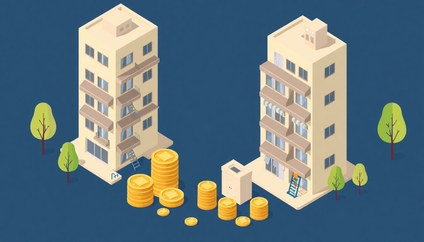 Apartmanda ortak bakım masraflarının paylaşımını temsil eden illüstrasyon