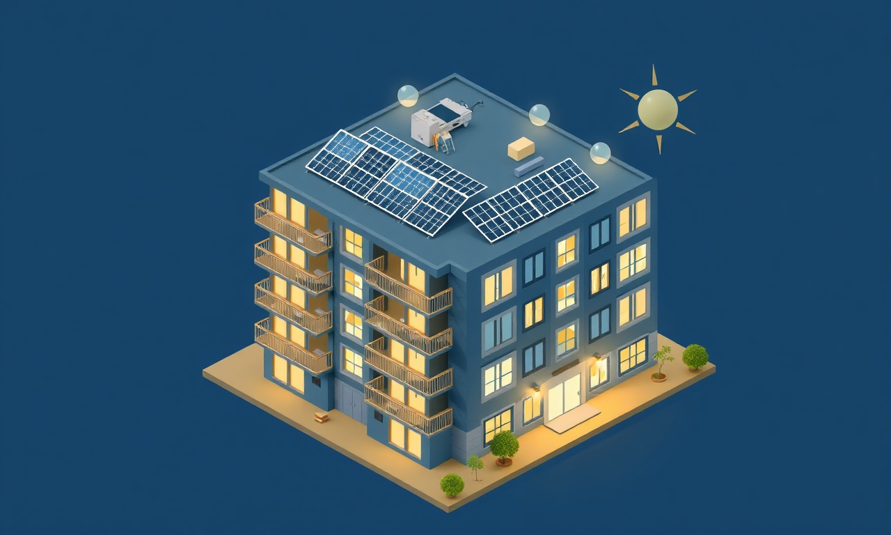 Apartman ortak elektrik tasarruf stratejilerini gösteren illüstrasyon