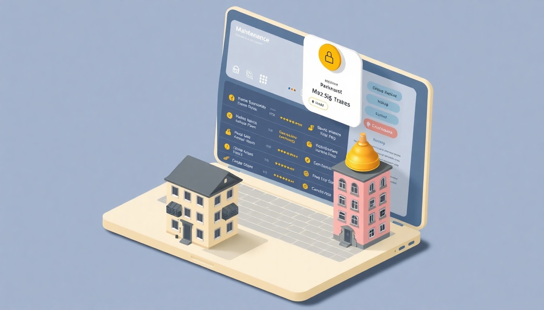 Arıza takip panosu ve bildirim ikonlarını gösteren apartman yönetim platformu ekranı