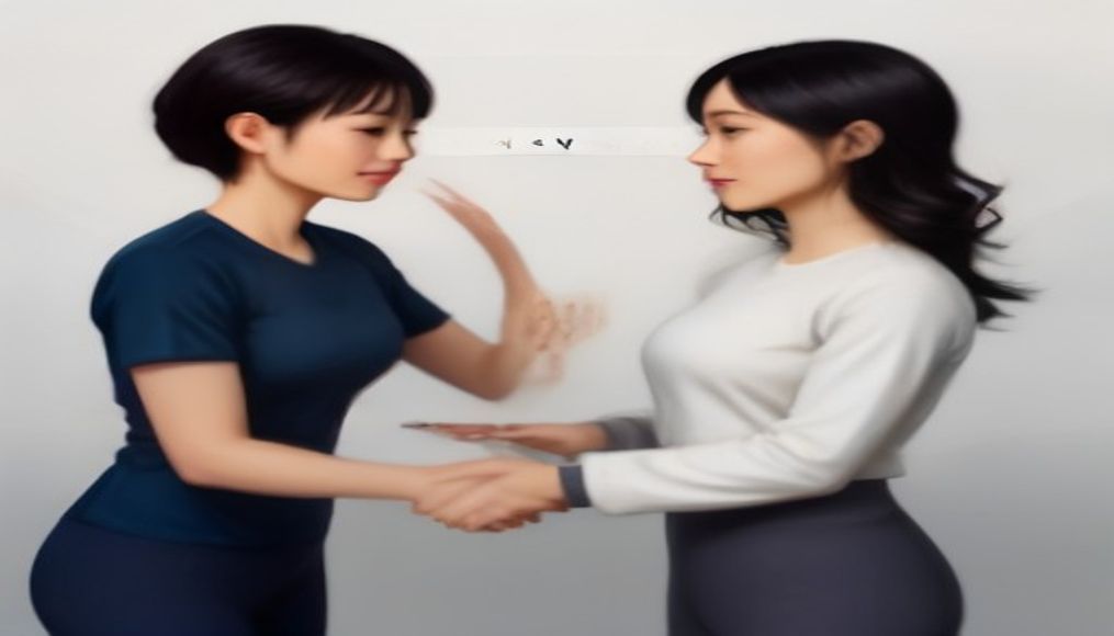 Fitness eğitmeni ve rezidans yöneticisi el sıkışırken.
