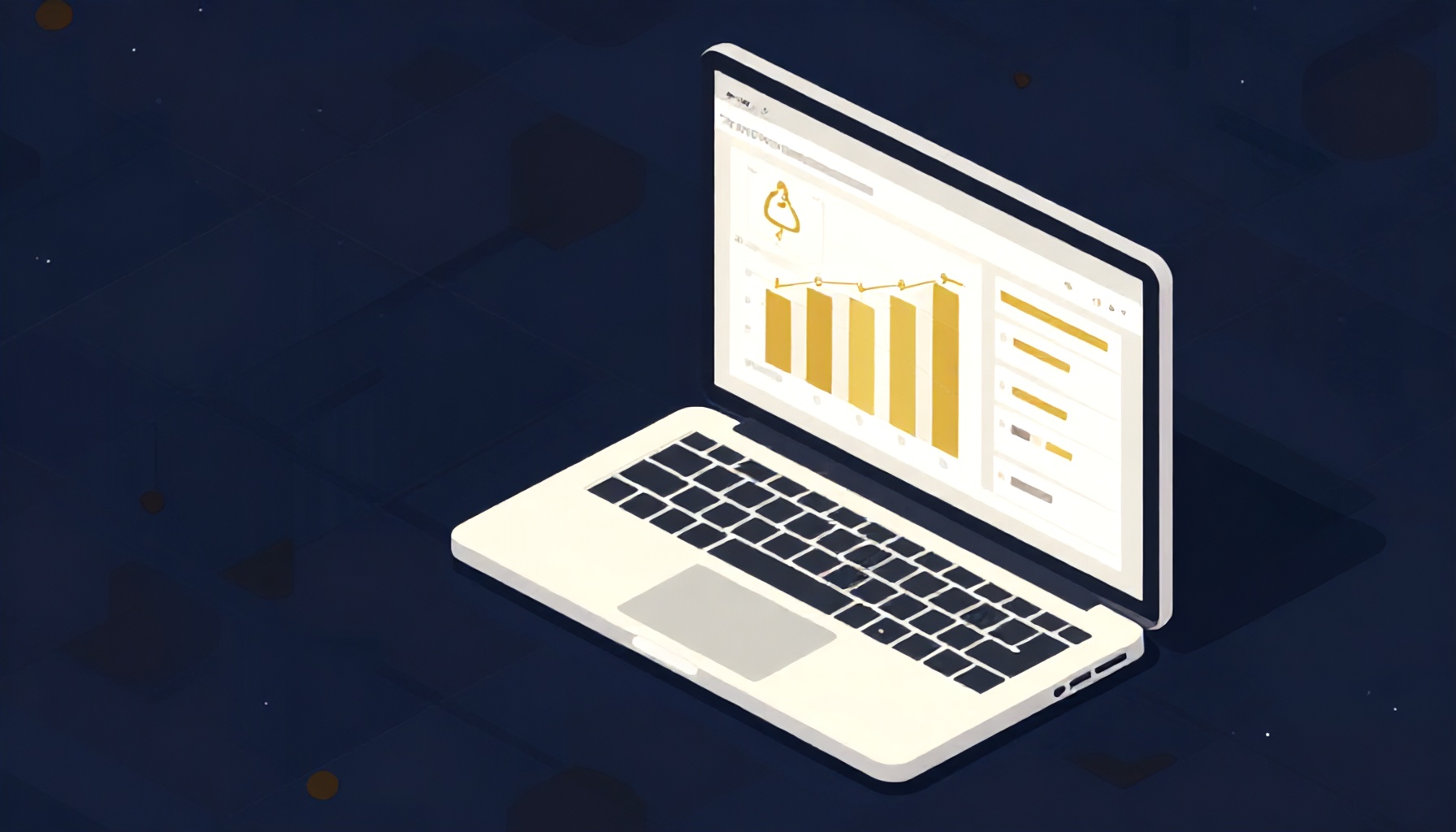 Site yönetimi platformunun kiracılar için sağladığı şeffaflığı temsil eden izometrik illüstrasyon