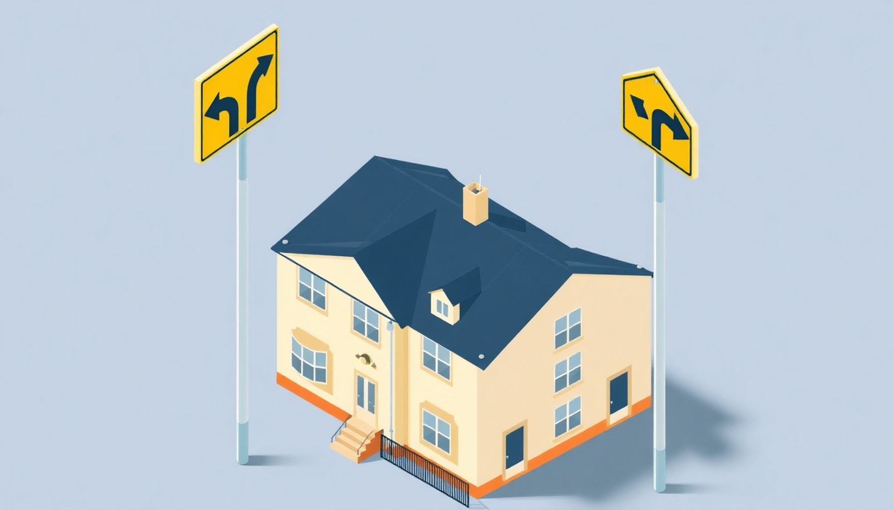 Apartman şikayet sürecinde yapılan yaygın hataları gösteren yol işaretleri illüstrasyonu