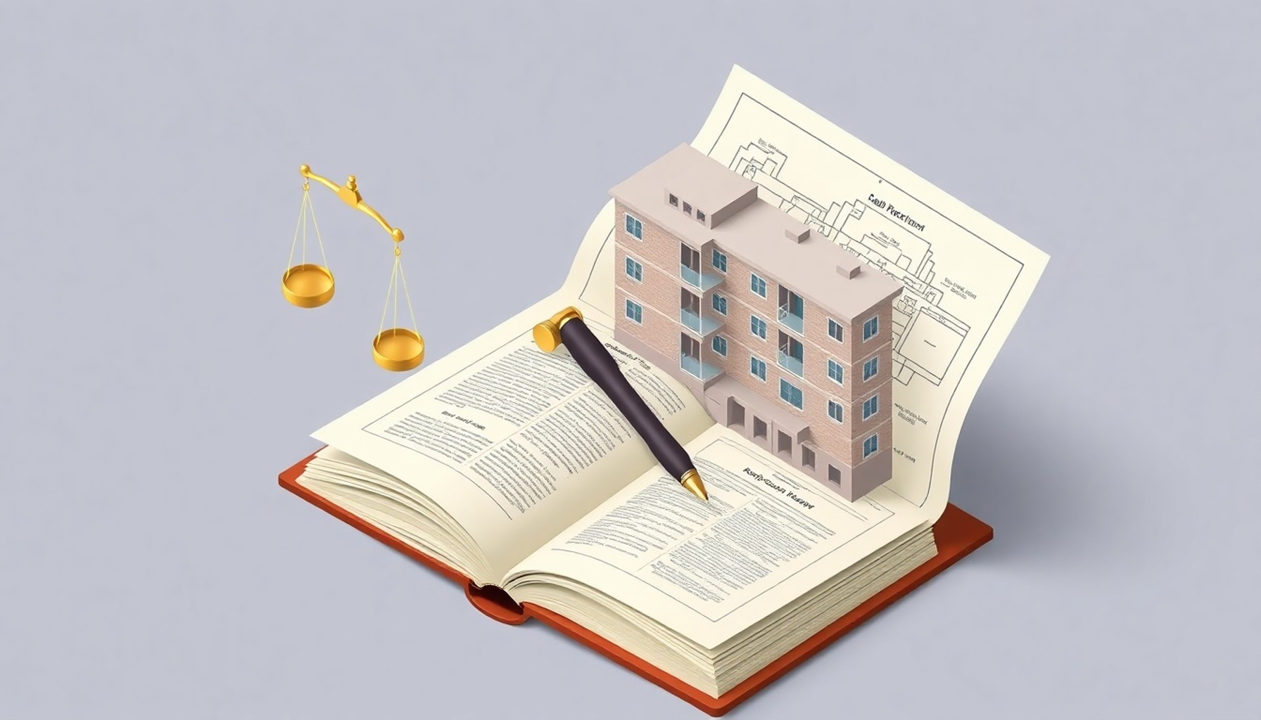 Kat mülkiyeti kanunu ve apartman planı yan yana hukuki referans görseli