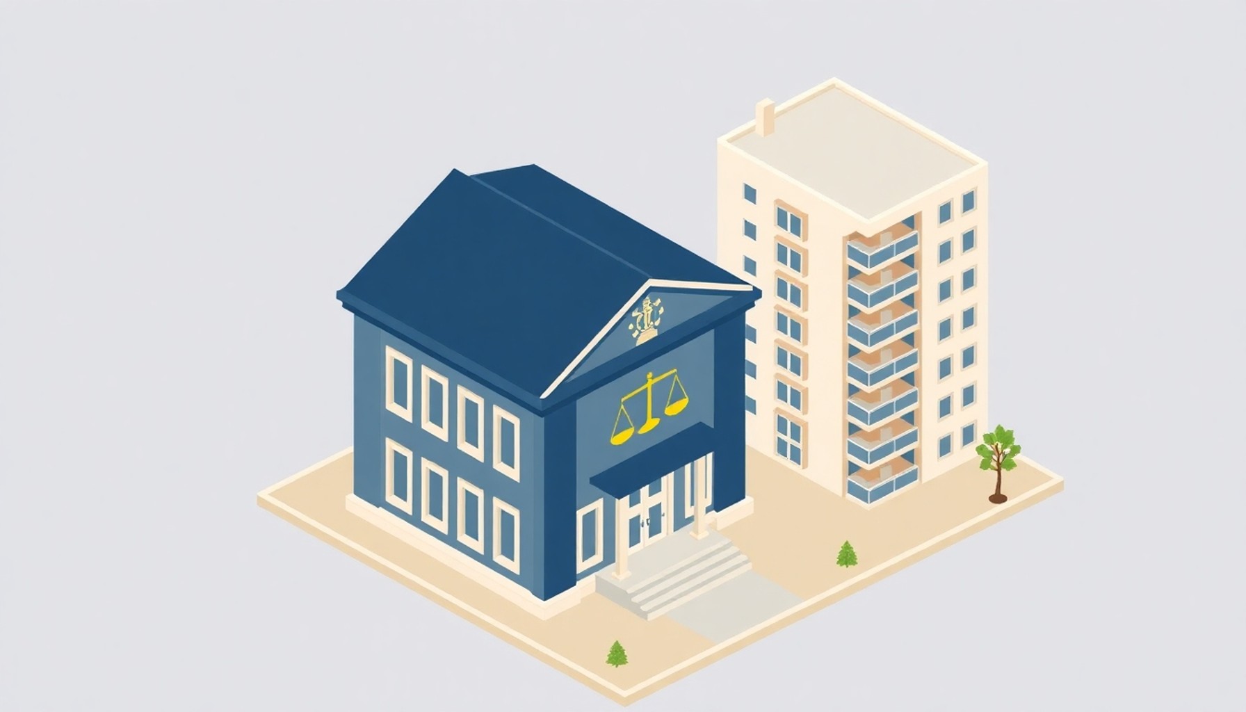 Adalet binası ve apartman kompleksi görseli