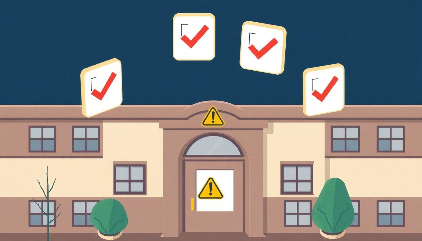 Apartman aidat sürecinde yapılan yaygın hataları gösteren sembolik uyarı illüstrasyonu