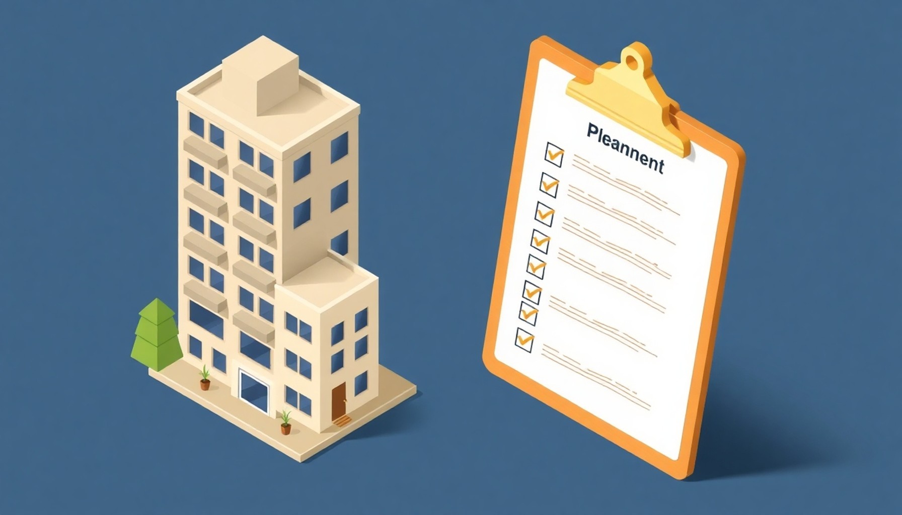 Apartman kurye kuralı oluşturma adımlarını gösteren kontrol listesi illüstrasyonu