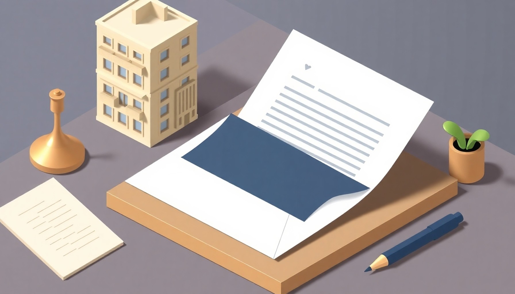 Apartman yönetimine yazılı dilekçe hazırlığını gösteren masa üstü illüstrasyon