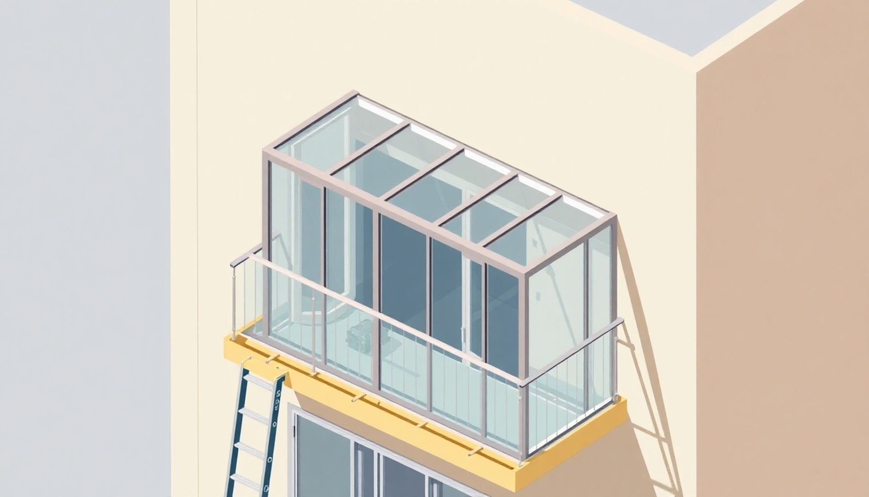 Apartman balkon kapatma uygulaması, cam panel montajı