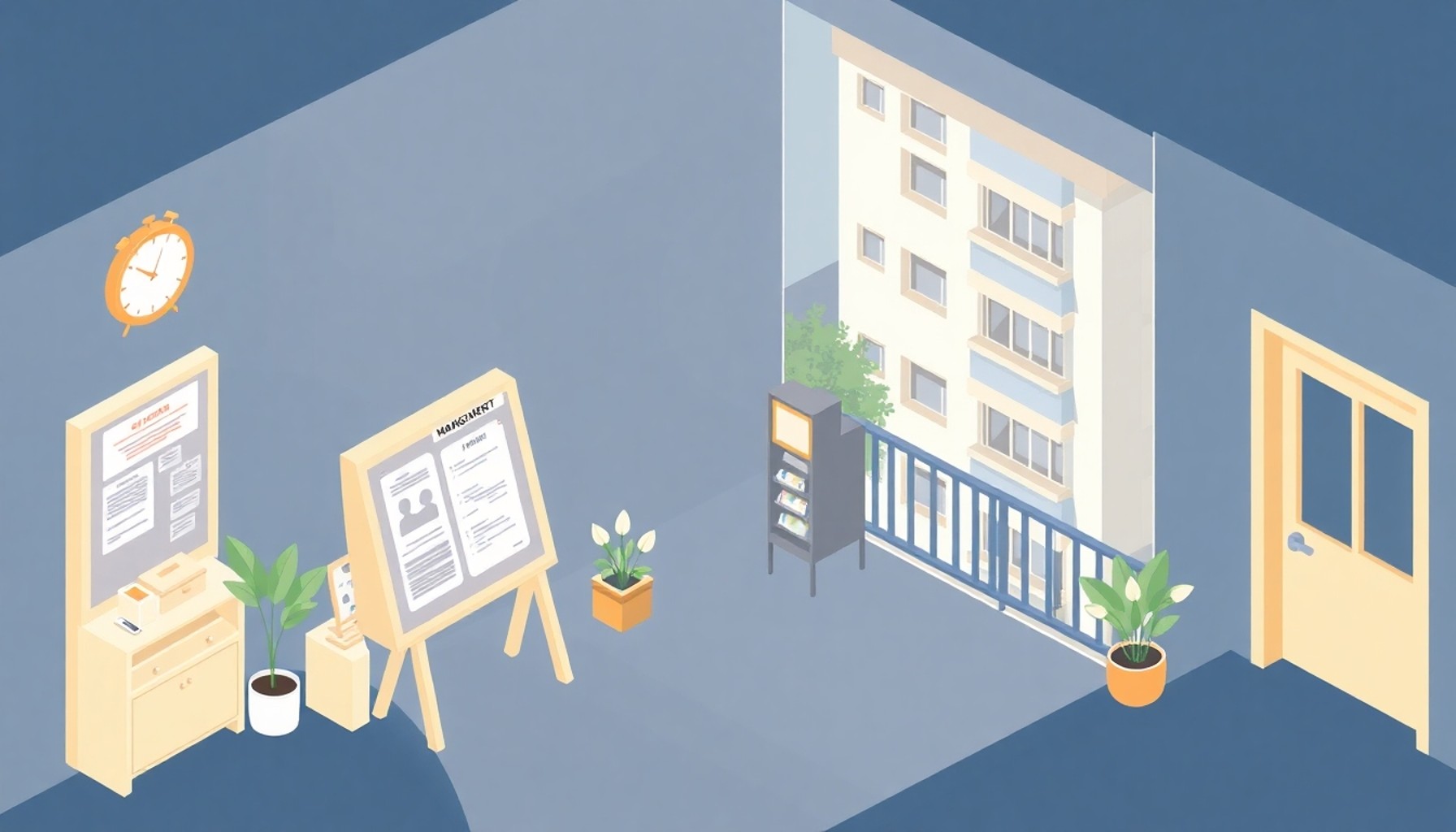 Apartman yönetim kurulu ve malik iletişimini gösteren illüstrasyon