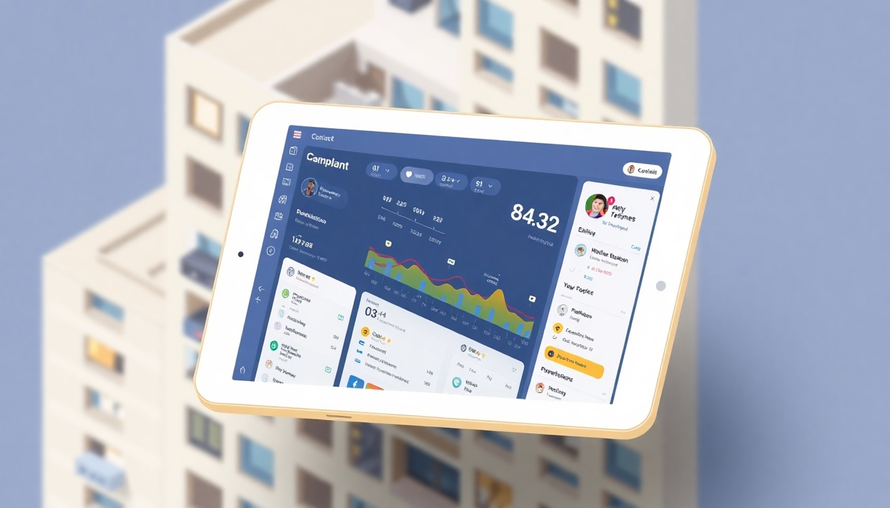 Apartman yönetim platformu şikayet takip ekranı illüstrasyonu