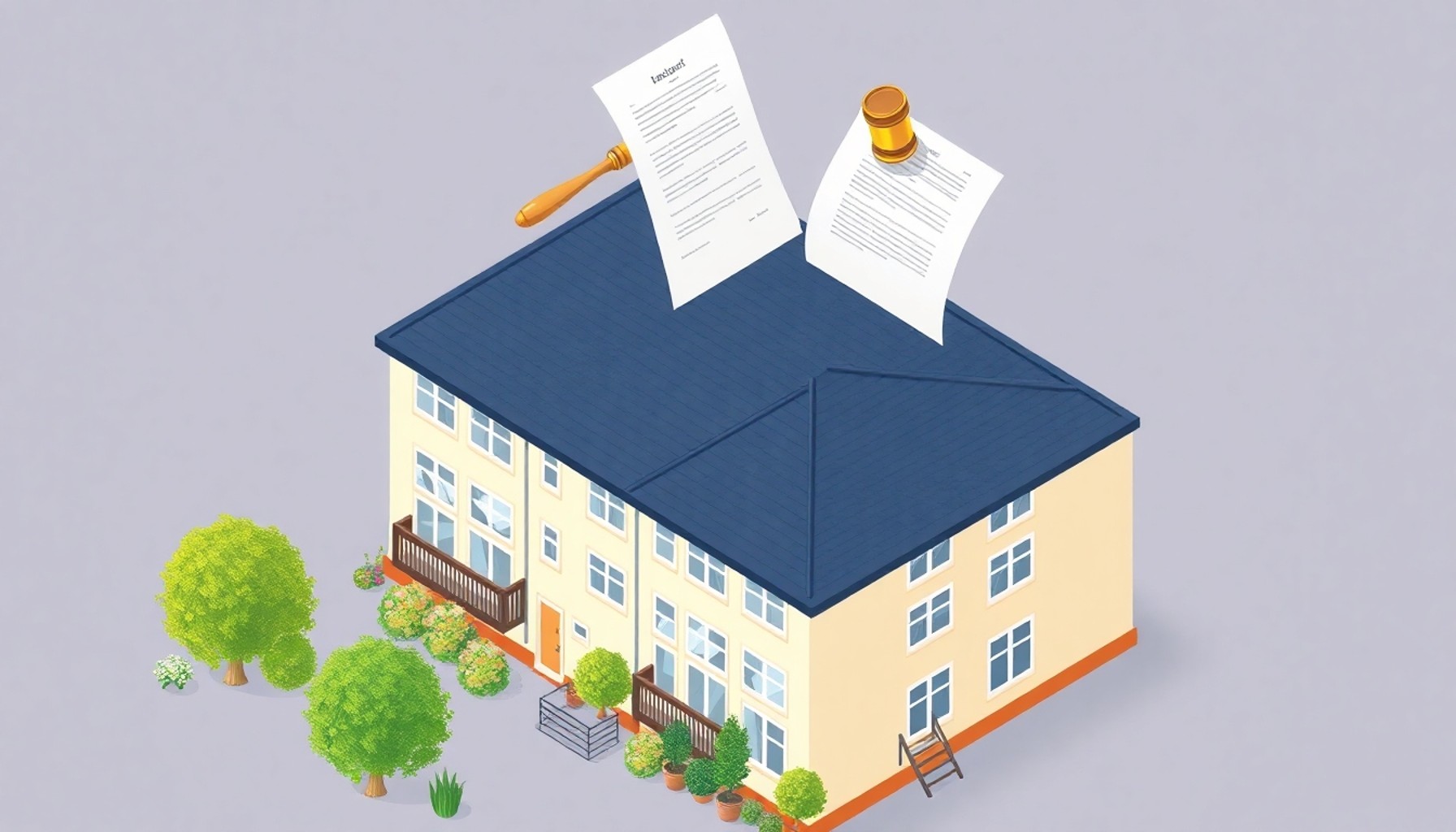 Apartman ortak alanında hukuki ihlal teması illüstrasyonu