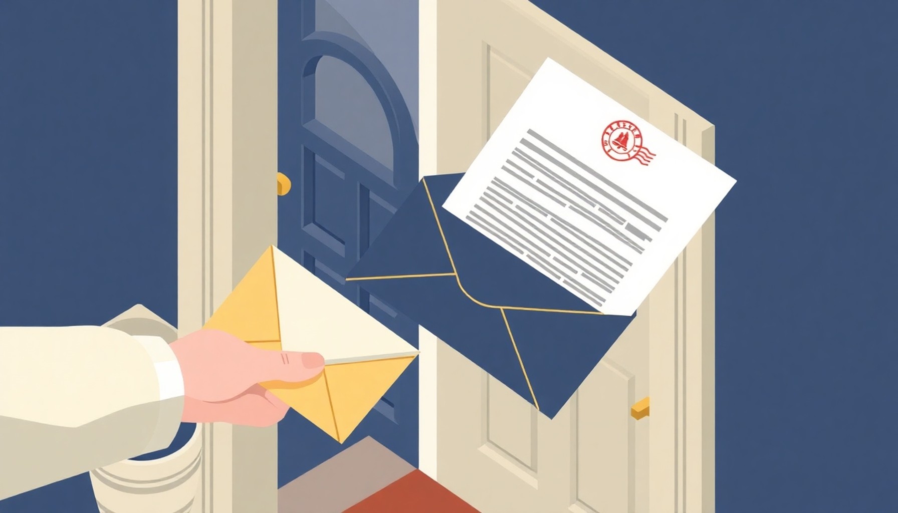 Apartman kapısına taahhütlü ihtar mektubu teslimi illüstrasyonu