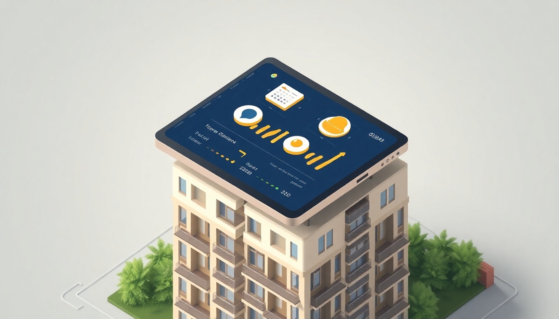 Dijital apartman yönetim platformu şikâyet ekranı izometrik illüstrasyonu