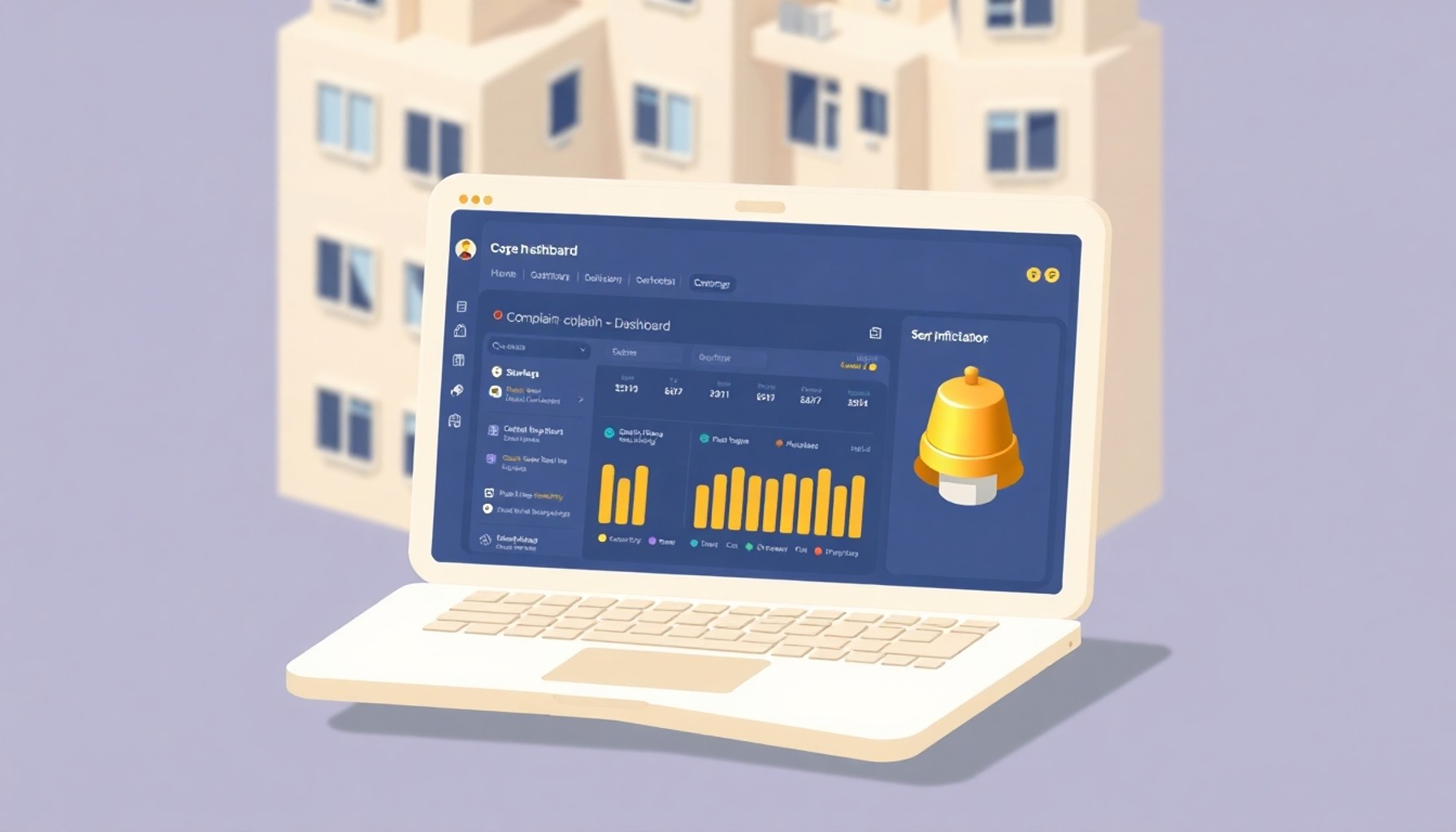 Apartman yönetim platformunda şikâyet takip ekranı illüstrasyonu