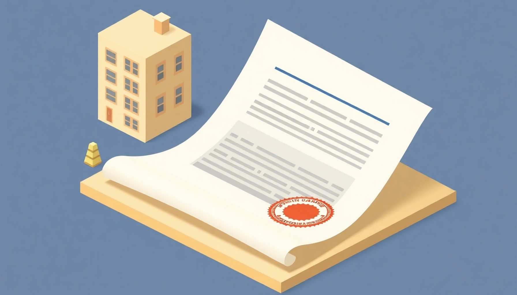 İhtarname belgesi ve apartman binası temsili illüstrasyon