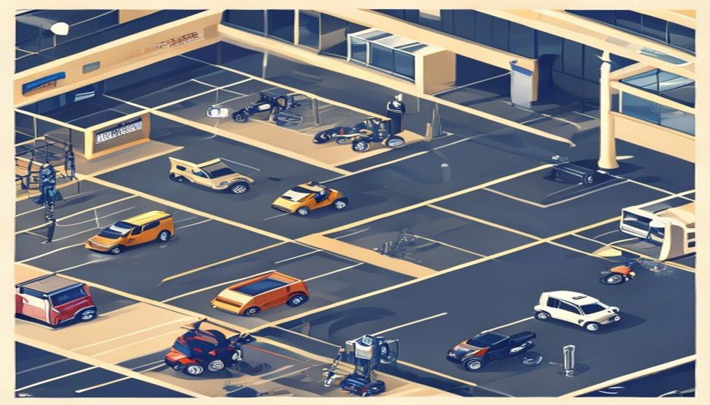 AVM otoparkında motor ve servis araçları için ayrılmış bölümler