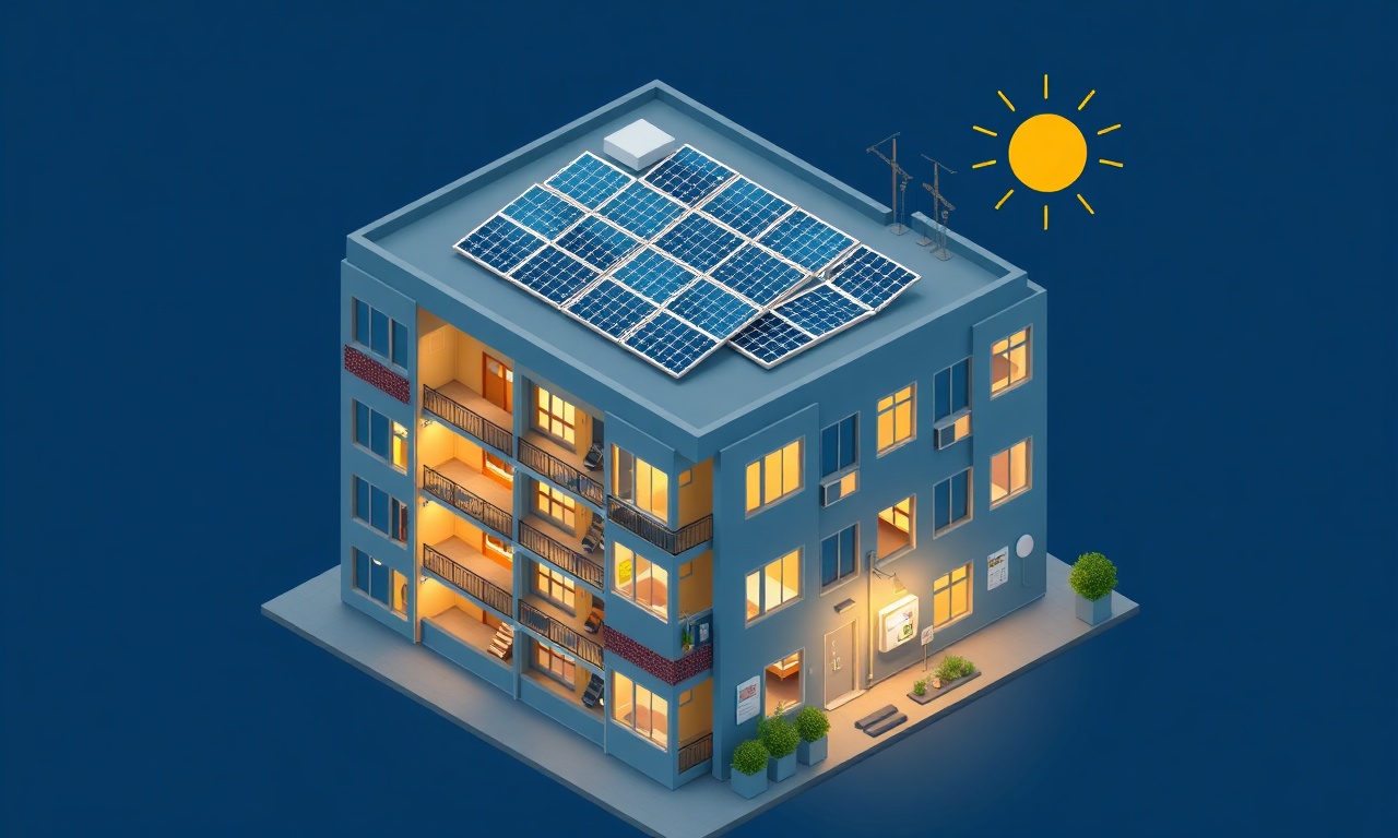Apartman bütünsel enerji tasarrufu LED güneş paneli akıllı sayaç görseli