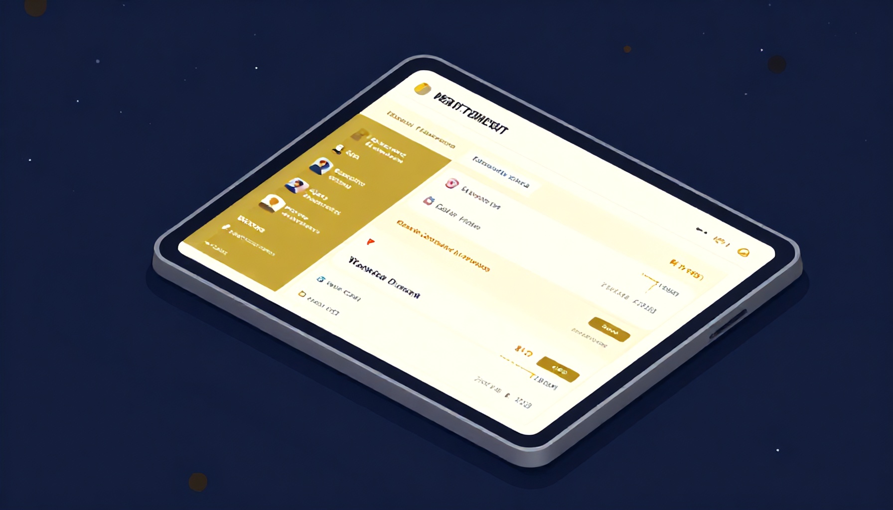 Tablet ekranında yapı yönetim paneli, arıza talepleri ve ortak gider dökümü görünüyor