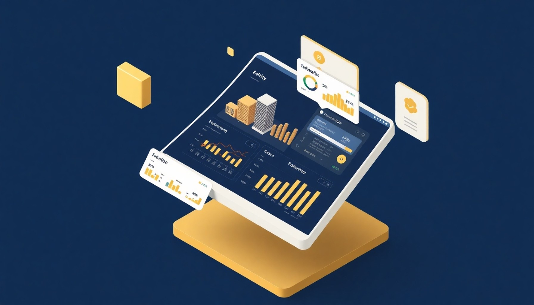 Dijital yapı yönetimi platformu ve kiracı bildirim ekranı temsili illüstrasyon