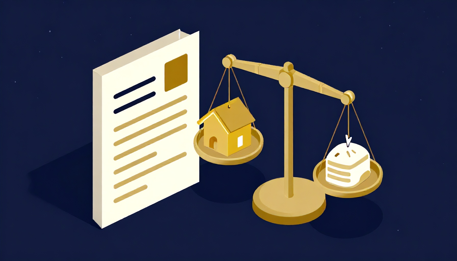 Ortak gider paylaştırmasının hukuki çerçevesini belgeler ve denge simgesiyle gösteren izometrik illüstrasyon